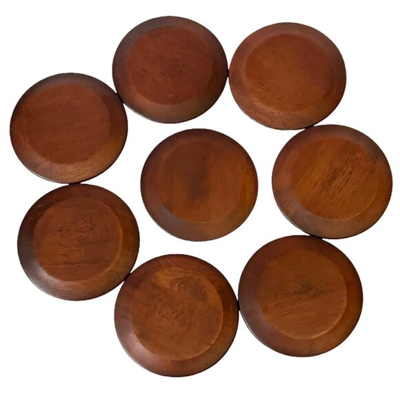 SET of 8 - Pier 1 One Medium/ Dark Wood Grain Coasters - Picture 11 of 12